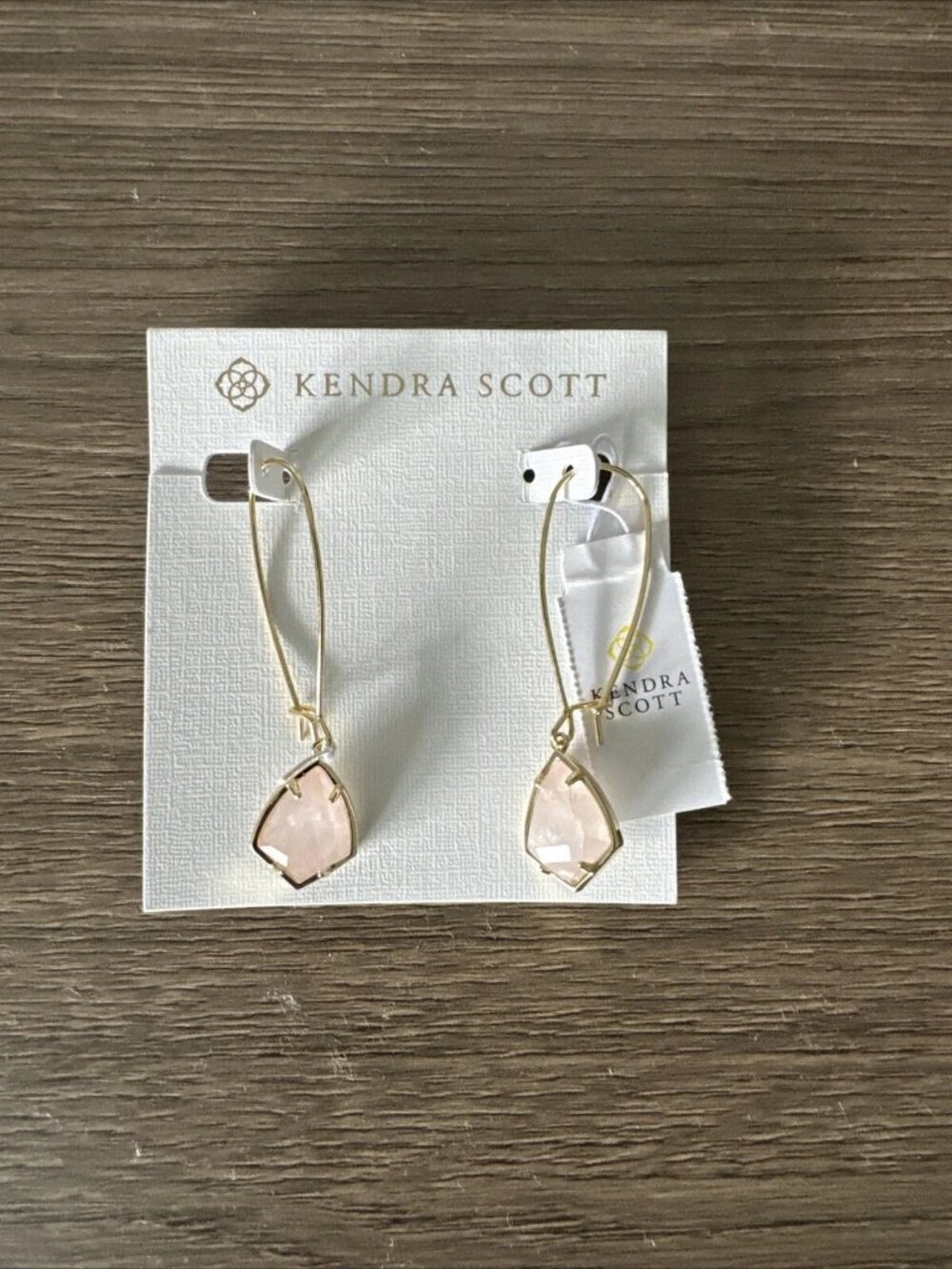 Kendra Scott Cathy Pink Stone Gold Tone Drop Earrings NWT